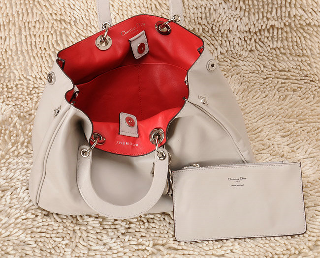 Christian Dior diorissimo nappa leather bag 0901 light grey with silver hardware - Click Image to Close